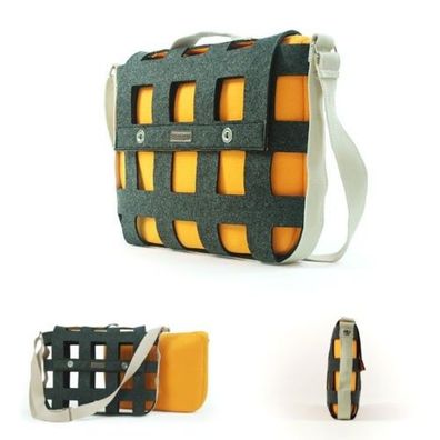 Messengertasche Orange Filz Design Innentasche herausnehmbar Handtasche Geekcook