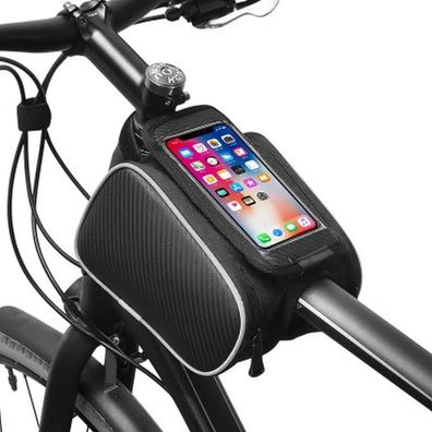 1,5L Fahrradtasche am Fahrradrahmen mit Reißverschluss "Double Tube Bag" schwarz