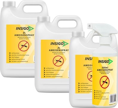 INSIGO 3x2L + 500ml Ameisenspray Ameisenmittel Ameisengift gegen Ameisen Bekämpfung