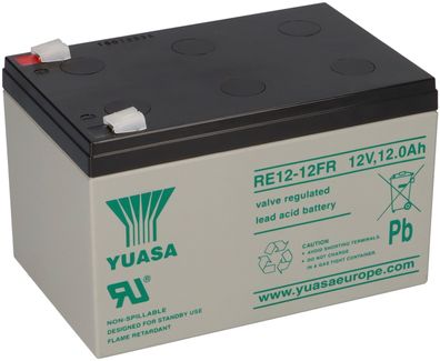 Yuasa Blei-Akku RE12-12FR Pb 12V / 12Ah 6-9 Jahresbatterie, Faston 6,3