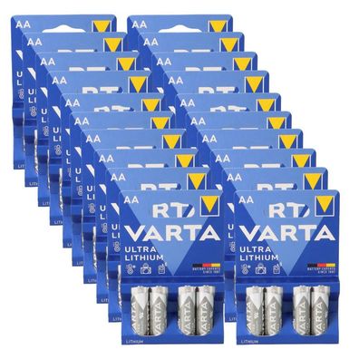 80x Varta Ultra Lithium AA Mignon Batterie 20x 4er Blister 6106