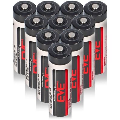10x EVE ER14505 AA Lithium-Thionylchlorid 3,6V 2400mAh Batterie