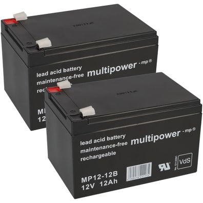 2x 12V 12Ah BLEI AKKU Batterie für Elektrofahrrad Elektroscooter E-BIKE USV MP
