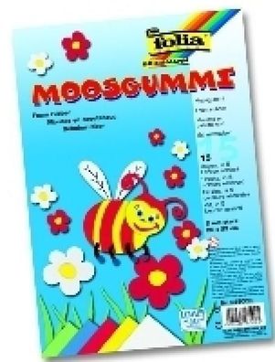 Moosgummi-Set 2 mm, 15 Blatt, 5farbig sortiert