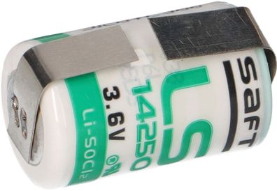 Saft Lithium 3,6V Batterie LS 14250 1/2AA - Zelle U-Lötfahne