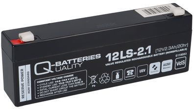 Q-Batteries 12LS-2.1 12V 2,1Ah Blei-Vlies Akku / AGM VRLA VRLA mit VdS