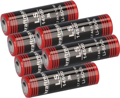 6x Kraftmax Lithium 3,6V Batterie LS14500 ER14505 AA - Zelle