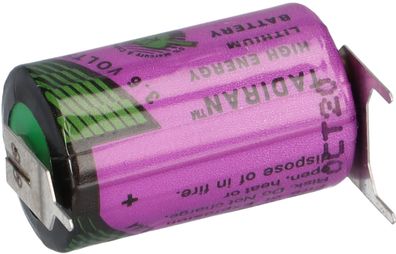 Tadiran Lithium 3,6V Batterie SL 750/ PT 1/2AA - Zelle 1/2 Print + / - -