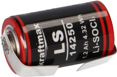 Kraftmax Lithium 3,6V Batterie LS14250 1/2 AA - Zelle LF U-Form