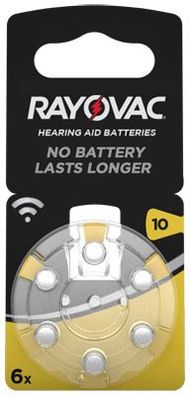 Rayovac Hörgerätebatterie HA10 Hearing Aid Acoustic 6er Rad quecksilberfrei
