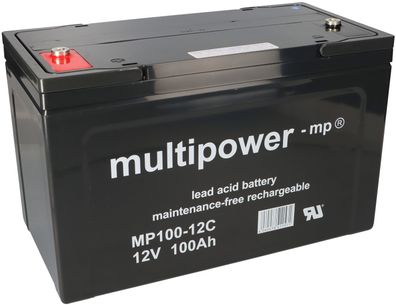 Multipower Blei-Akku MP100-12C Pb 12V / 100Ah Zyklenfest, M6 Innengewinde