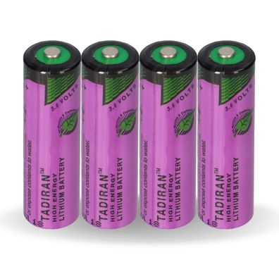 4x Tadiran Lithium 3,6V Batterie SL 760/ S AA - Zelle LiSOCl2 2200mAh