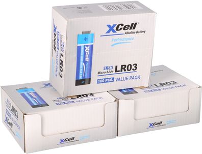 300x XCell AAA LR03 Micro Super Alkaline 1,5V Batterie