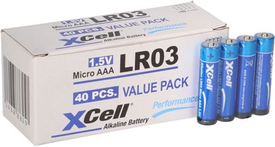 40x XCell LR03 Micro Super Alkaline Batterie AAA 10x 4er Folie
