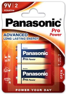Panasonic 9V Block Pro Power Batterie 2er Blister