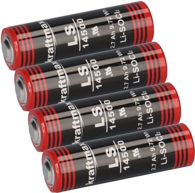 4x Kraftmax Lithium 3,6V Batterie LS14500 ER14505 AA - Zelle