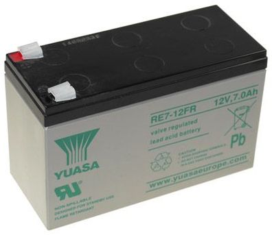 Yuasa Blei-Akku RE7-12FR Pb 12V / 7Ah 6-9 Jahresbatterie, Faston 4,8