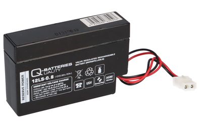 Q-Batteries 12LS-0.8 12V 0,8Ah AGM Blei-Vlies Akku mit AMP-Stecker
