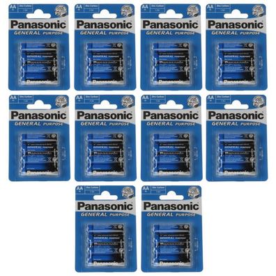 40x Panasonic AA Mignon Batterie General Purpose 1,5V 10x 4er Blister
