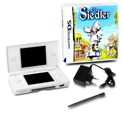 Nintendo DS Lite Handheld Konsole weiss #71A + Ladekabel + Spiel Die Siedler