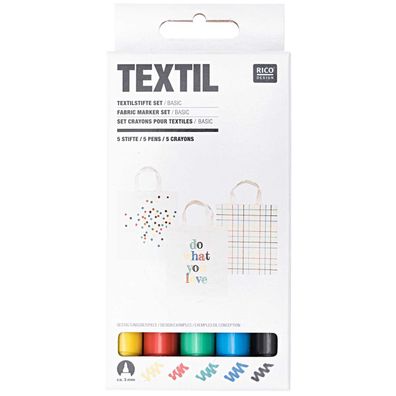 Textilstifte in den 5 Primärfarben - Set