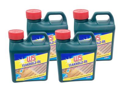 W5 Teakholz-Öl 4x 1 Liter Holzschutz Pflegeöl Holzschutz Hartholzöl Terrassenöl