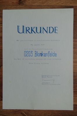 Urkunde: Verkaufsstellenausschuß 0203 Blankenfelde - DDR - 1971 - Zossen (A4-23)