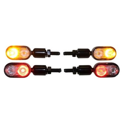 Motorrad LED Blinker/ LED Rücklicht Kombination Hyper schwarz klar 4-er Set