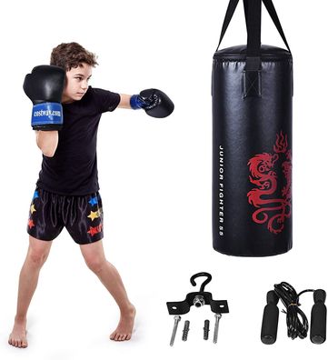 10KG Boxsack-Set mit 8oz Boxhandschuhen und Springseil Punching Bag Boxing Bag