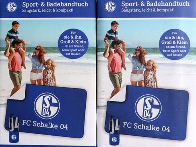 2x Sporthandtuch Schalke 04 Deluxe weiß/ blau Duschtuch Handtuch 80x130 NEU