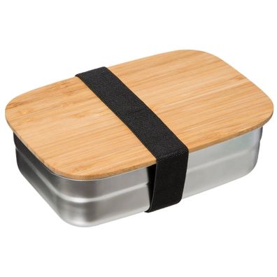 Lunch-Box mit Bambusdeckel, 850 ml, Edelstahl