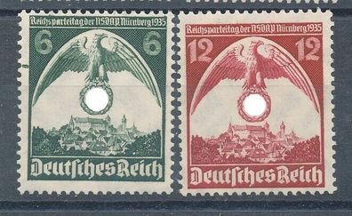 Dt. Reich Nr. 586/87, Nr. 586 mit Farbfleck, einwandfrei postfrisch, siehe Bild.