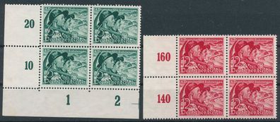Dt. Reich Nr. 684/85, Viererblöcke mit Rand, einwandfrei postfrisch, siehe Bild.