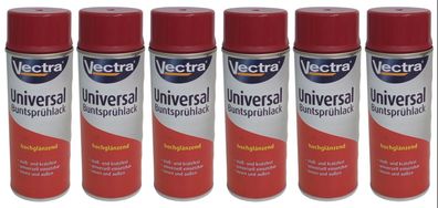 6x Vectra® Universal Sprühlack rubinrot glänzend Lackspray 400ml Farbspray