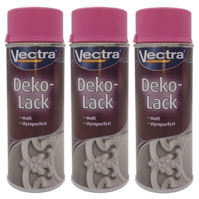 3x Vectra® Dekolack violett matt 400ml Lackspray Farbspray Sprühdose Spraydose