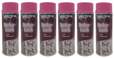 6x Vectra® Dekolack violett matt 400ml Lackspray Farbspray Sprühdose Spraydose