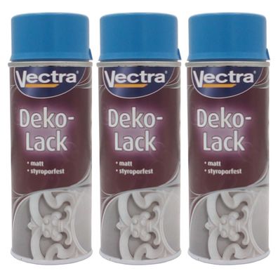 3x Vectra® Dekolack lichtblau matt 400ml Lackspray Farbspray Sprühdose Spraydose