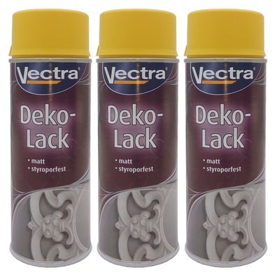 3x Vectra® Dekolack rapsgelb matt 400ml Lackspray Farbspray Sprühdose Spraydose