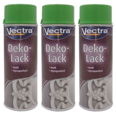 3x Vectra® Dekolack gelbgrün matt 400ml Lackspray Farbspray Sprühdose Spraydose