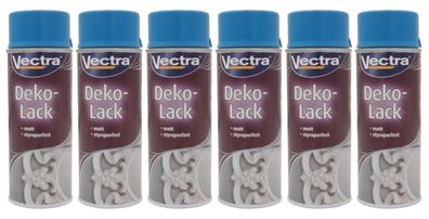 6x Vectra® Dekolack lichtblau matt 400ml Lackspray Farbspray Sprühdose Spraydose