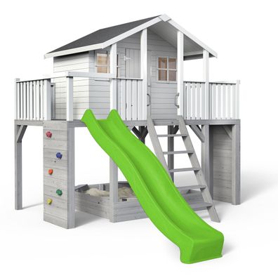 Stelzenhaus Tobi Loft- Kinder Spielhaus mit zwei Balkonen und Kletterwänden