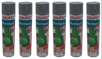 6x Baufix Alkydharz Lackspray XXL 600mlsilbergrau glänzend Farbspray Buntlack