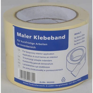 12x 3 Rollen Maler-Klebeband abkleben Malerkrepp malern insgesamt 1800m