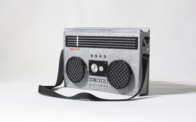 Retro Umhängetasche Classic Radio Bag 80er Radio Design Filz Tasche