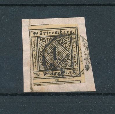 Württemberg Nr. 1 auf Papier, sauber gestempelt, siehe Bild.(2)