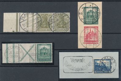 Auswahl: Dt. Reich ZD & Einzelmarke auf Papier, sauber gestempelt, siehe Bilder