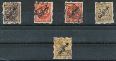Auswahl: Dt. Reich Dienstmarken, aus Nr. 80/85 gepr., sauber ges. t, siehe Bilder.