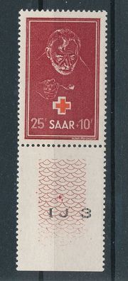 Saarland Nr. 292 mit UR., einwandfrei postfrisch, siehe Bild.