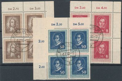 DDR Nr. 308/10, Viereblöcke mit Ersttagsstempel und ER., siehe Bild.