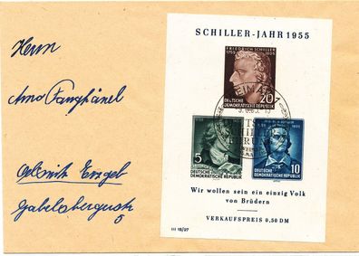 DDR, Brief mit Block. 12, Sonderstempel, siehe Bild.